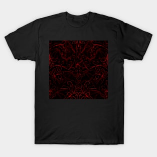 Red Bat Filigree Pattern T-Shirt